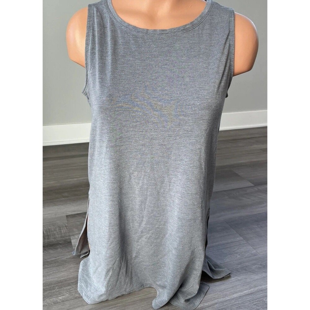 Athleta Gray Side Split Tank Top Size S Tencel Sleeveless
